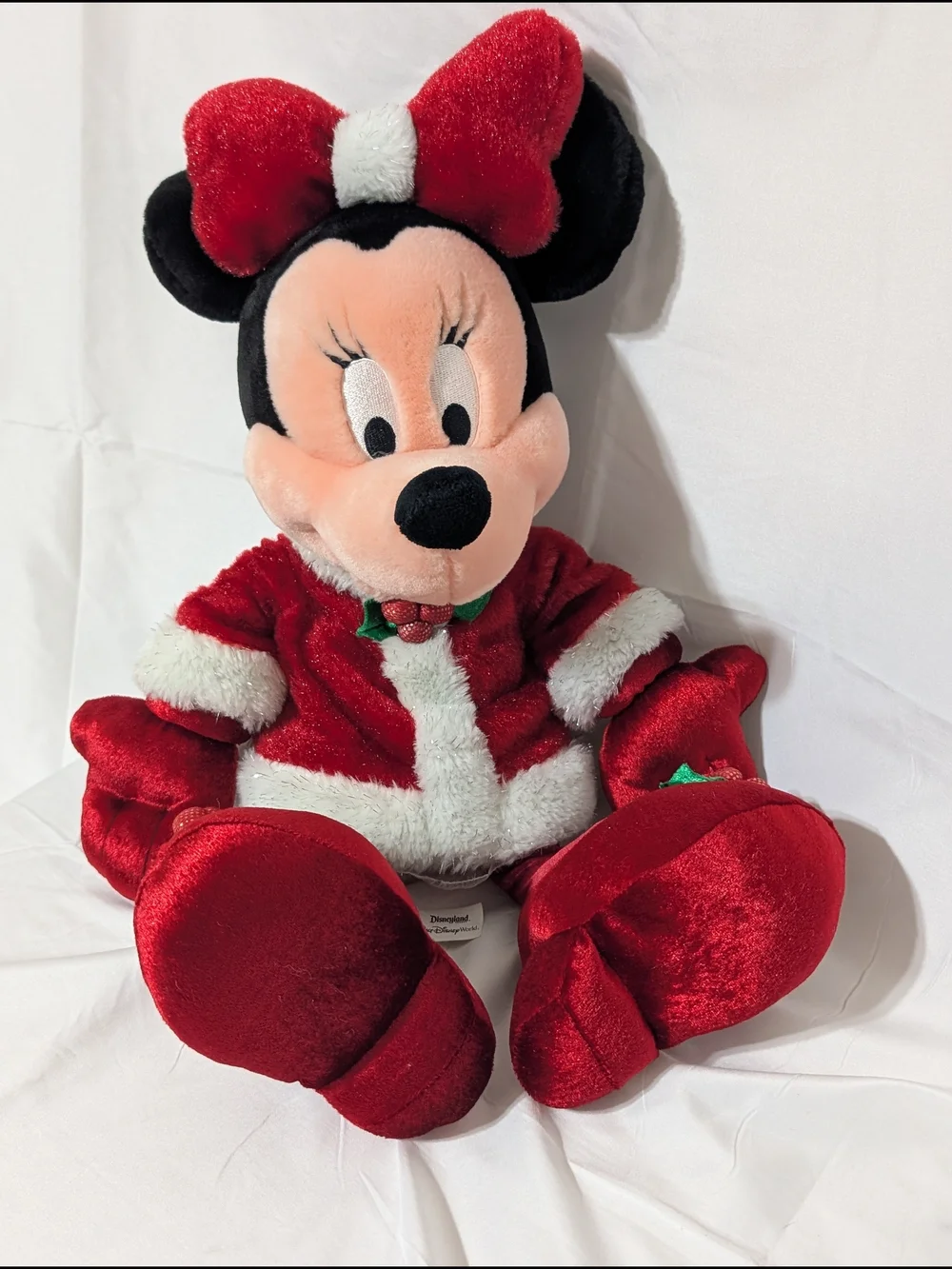 Disney Minnie Mouse Plush in Red and Black Holiday Outfit